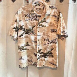 Vtg Kalaheo Mens Shirt Large Planes Hawaiian Grandpa‎ History Teacher Dad 19062